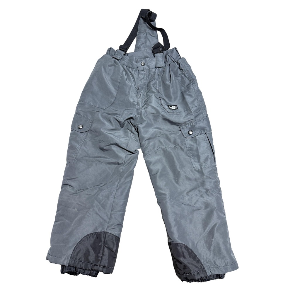 CB Sports Snow Bib Pants Youth Kids 10/12 Gray Insulated Ski Snowboard Cargo